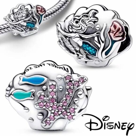 NWOT Ariel Little Mermaid Seashell Disney x Pandora FIT Silver Charm - Picture 1 of 8